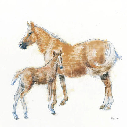 Horse and Colt by Emily Adams. SKU 23727a. Archival Giclee Fine art print for wall decor.