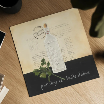 Huile d Olive I by Emily Adams. Shown as a detailed flat fine art print, highlighting archival giclee quality. Available as an archival giclee rolled canvas, fine art paper, or poster print. SKU 11370a.