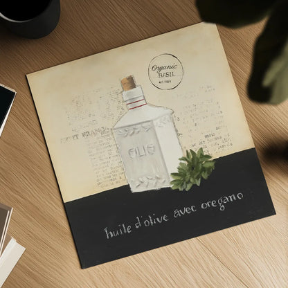 Huile d Olive II by Emily Adams. Shown as a detailed flat fine art print, highlighting archival giclee quality. Available as an archival giclee rolled canvas, fine art paper, or poster print. SKU 11371a.