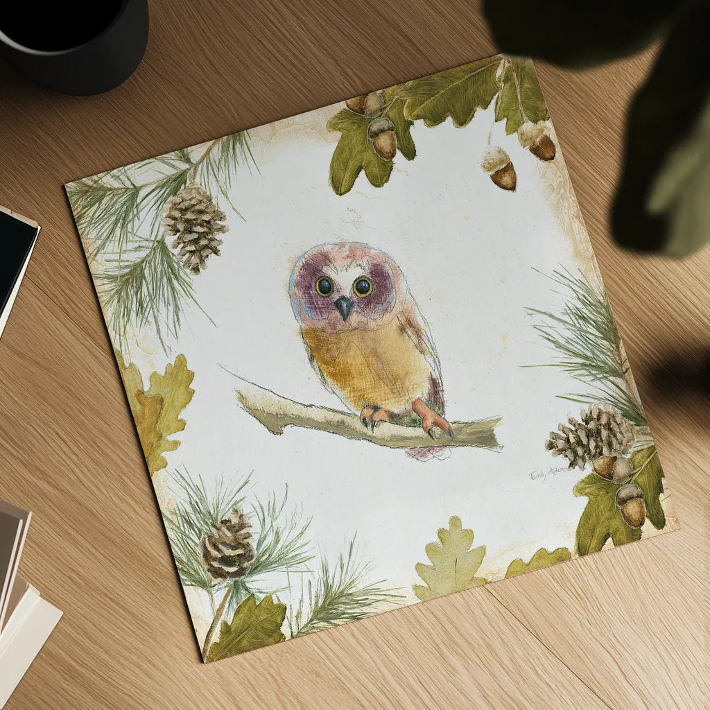 Into the Woods II on White Border by Emily Adams. Shown as a detailed flat fine art print, highlighting archival giclee quality. Available as an archival giclee rolled canvas, fine art paper, or poster print. SKU 22865a.