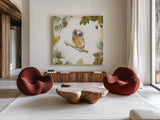 Into the Woods II on White Border by Emily Adams. Shown as extra-large giant wall art in a modern living room. Available as an archival giclee rolled canvas, fine art paper, or poster print. SKU 22865a.