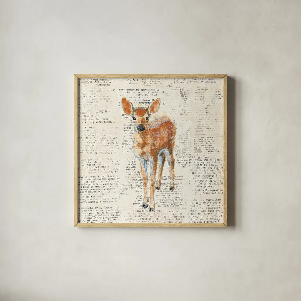 Into the Woods III no Border by Emily Adams. Shown in a natural wood glass frame for a timeless modern aesthetic. Available as an archival giclee rolled canvas, fine art paper, or poster print. SKU 22878a.