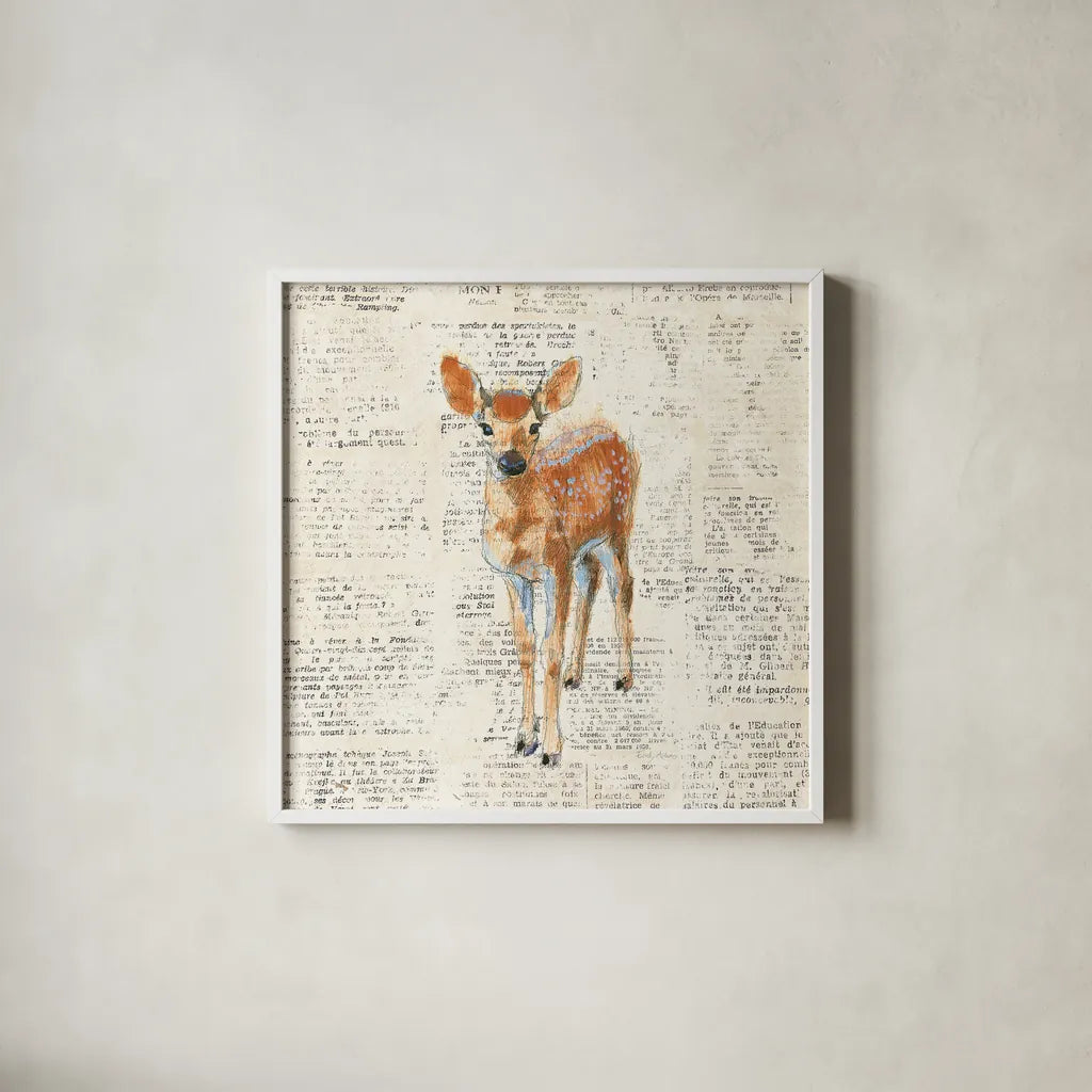 Into the Woods III no Border by Emily Adams. Shown in a crisp white glass frame for a clean and minimalist style. Available as an archival giclee rolled canvas, fine art paper, or poster print. SKU 22878a.