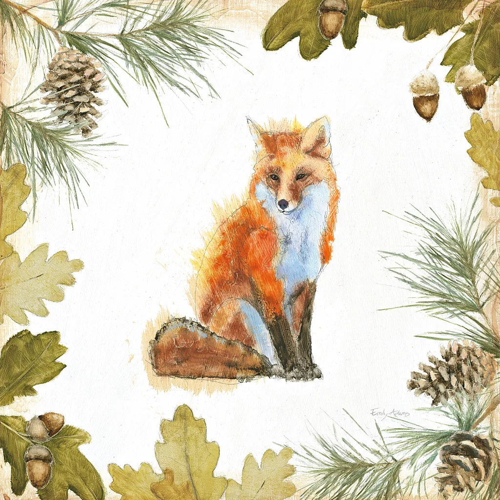 Into the Woods IV on White Border by Emily Adams. SKU 22867a. Archival Giclee Fine art print for wall decor.