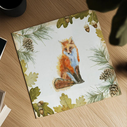 Into the Woods IV on White Border by Emily Adams. Shown as a detailed flat fine art print, highlighting archival giclee quality. Available as an archival giclee rolled canvas, fine art paper, or poster print. SKU 22867a.