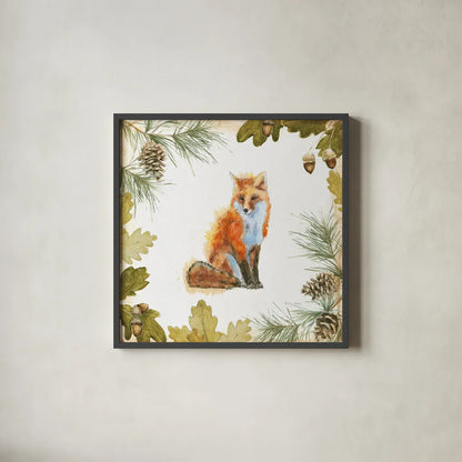 Into the Woods IV on White Border by Emily Adams. Shown in a sleek black glass frame for a contemporary gallery look. Available as an archival giclee rolled canvas, fine art paper, or poster print. SKU 22867a.