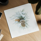 Into the Woods Pinecone II by Emily Adams. Shown as a detailed flat fine art print, highlighting archival giclee quality. Available as an archival giclee rolled canvas, fine art paper, or poster print. SKU 30992a.
