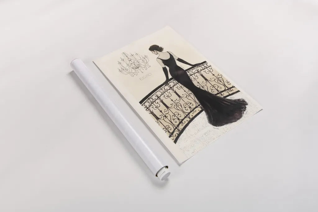 La Belle Noir Original by Emily Adams. shown as a rolled paper print. Available as archival giclee rolled canvas, fine art paper, or poster print. SKU 35234h.