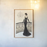 La Belle Noir Original by Emily Adams. shown as a paper print in a natural frame. Available as a archival giclee rolled canvas, fine art paper, or poster print. SKU 35234h.