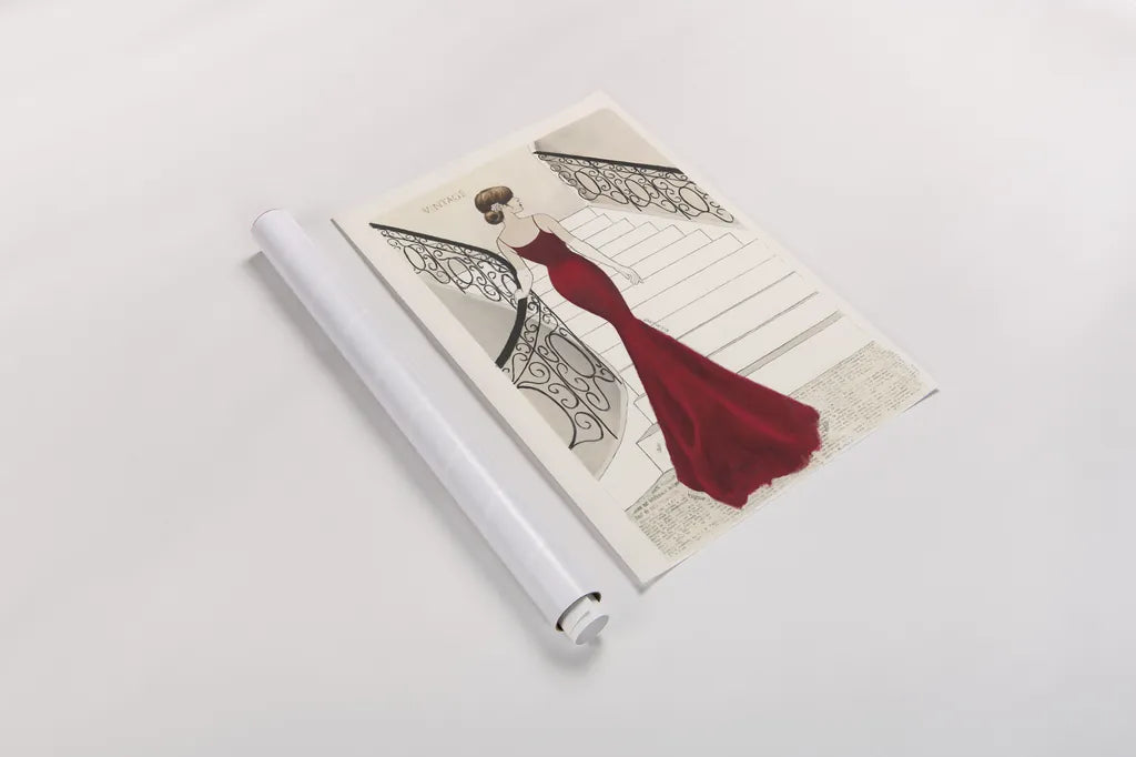 La Belle Rouge Original by Emily Adams. shown as a rolled paper print. Available as archival giclee rolled canvas, fine art paper, or poster print. SKU 35233h.