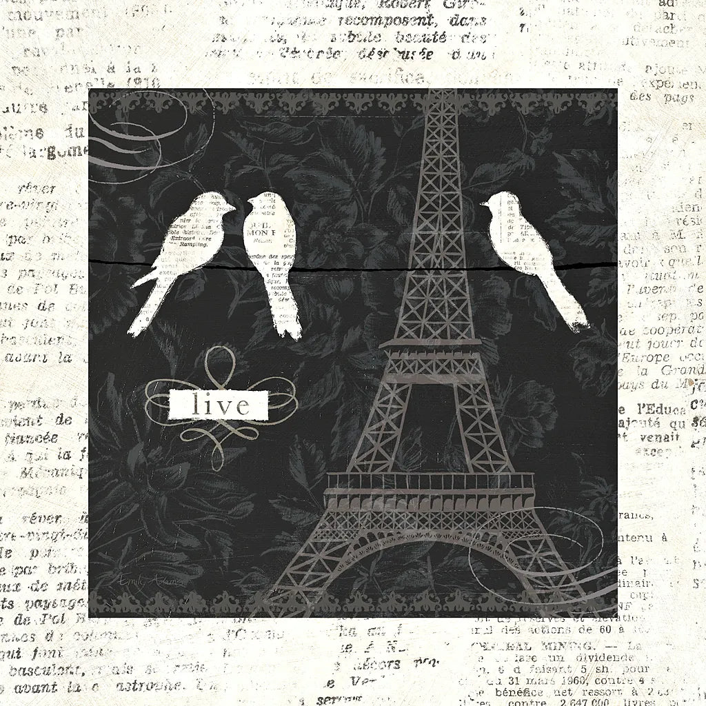 Love Paris I with Border by Emily Adams. SKU 13191a. Archival Giclee Fine art print for wall decor.