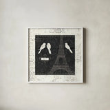 Love Paris I with Border by Emily Adams. Shown in a crisp white glass frame for a clean and minimalist style. Available as an archival giclee rolled canvas, fine art paper, or poster print. SKU 13191a.