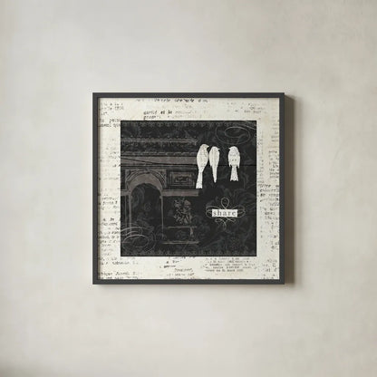 Love Paris II with Border by Emily Adams. Shown in a sleek black glass frame for a contemporary gallery look. Available as an archival giclee rolled canvas, fine art paper, or poster print. SKU 13192a.