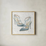 Must Have Fashion II Gray White by Emily Adams. Shown in a natural wood glass frame for a timeless modern aesthetic. Available as an archival giclee rolled canvas, fine art paper, or poster print. SKU 43086a.