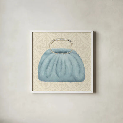 Must Have Fashion III by Emily Adams. Shown in a crisp white glass frame for a clean and minimalist style. Available as an archival giclee rolled canvas, fine art paper, or poster print. SKU 42864a.