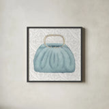Must Have Fashion III Gray White by Emily Adams. Shown in a sleek black glass frame for a contemporary gallery look. Available as an archival giclee rolled canvas, fine art paper, or poster print. SKU 43087a.