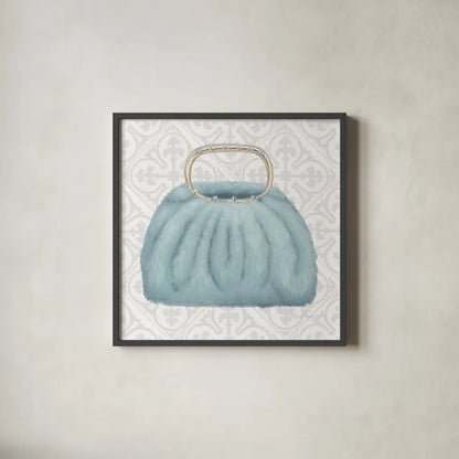 Must Have Fashion III Gray White by Emily Adams. Shown in a sleek black glass frame for a contemporary gallery look. Available as an archival giclee rolled canvas, fine art paper, or poster print. SKU 43087a.