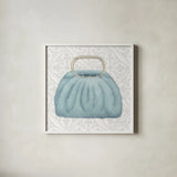 Must Have Fashion III Gray White by Emily Adams. Shown in a crisp white glass frame for a clean and minimalist style. Available as an archival giclee rolled canvas, fine art paper, or poster print. SKU 43087a.