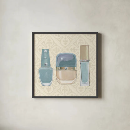 Must Have Fashion IV by Emily Adams. Shown in a sleek black glass frame for a contemporary gallery look. Available as an archival giclee rolled canvas, fine art paper, or poster print. SKU 42865a.