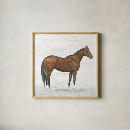 Natural Charm I Sq on Wood by Emily Adams. Shown in a natural wood glass frame for a timeless modern aesthetic. Available as an archival giclee rolled canvas, fine art paper, or poster print. SKU 31280a.