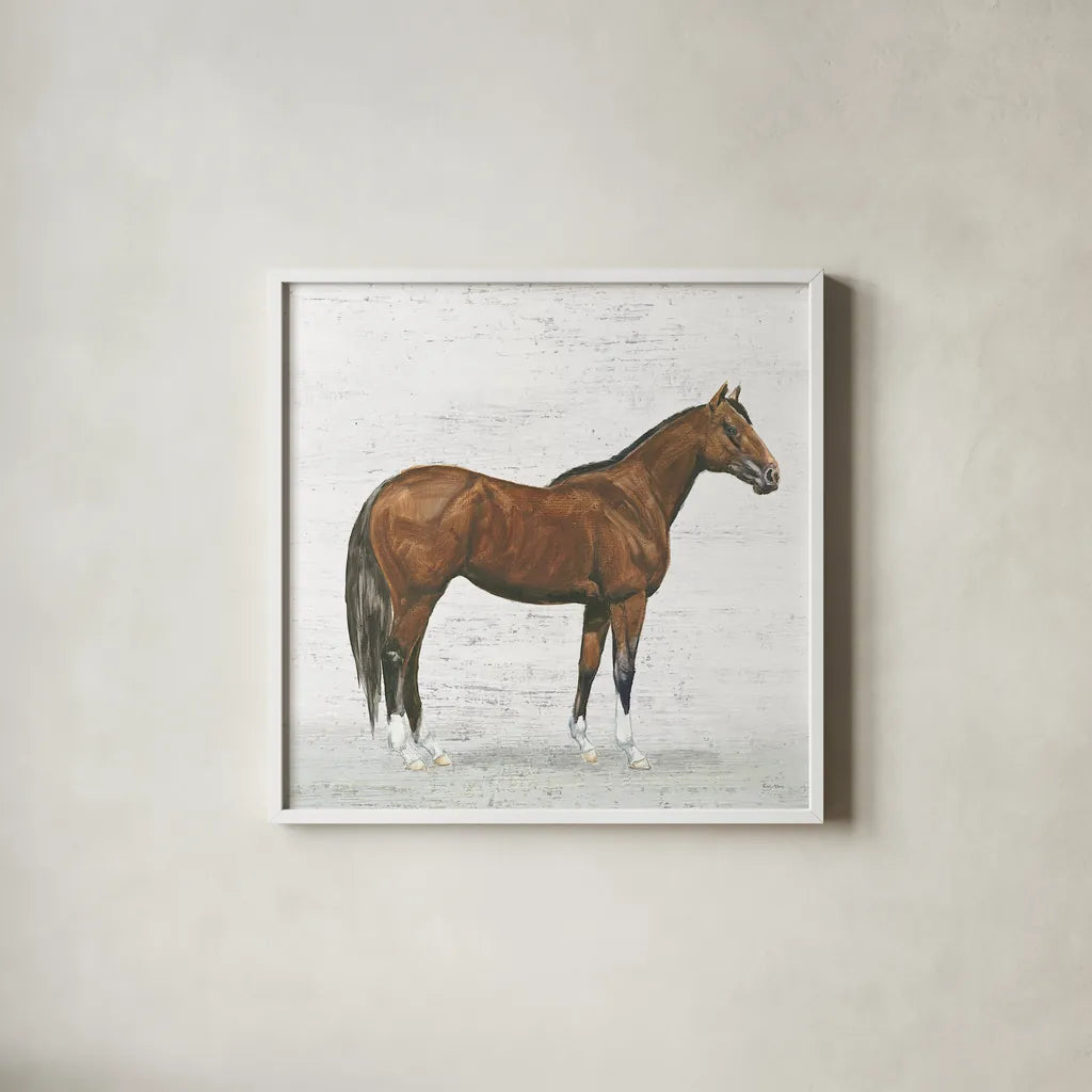 Natural Charm I Sq on Wood by Emily Adams. Shown in a crisp white glass frame for a clean and minimalist style. Available as an archival giclee rolled canvas, fine art paper, or poster print. SKU 31280a.