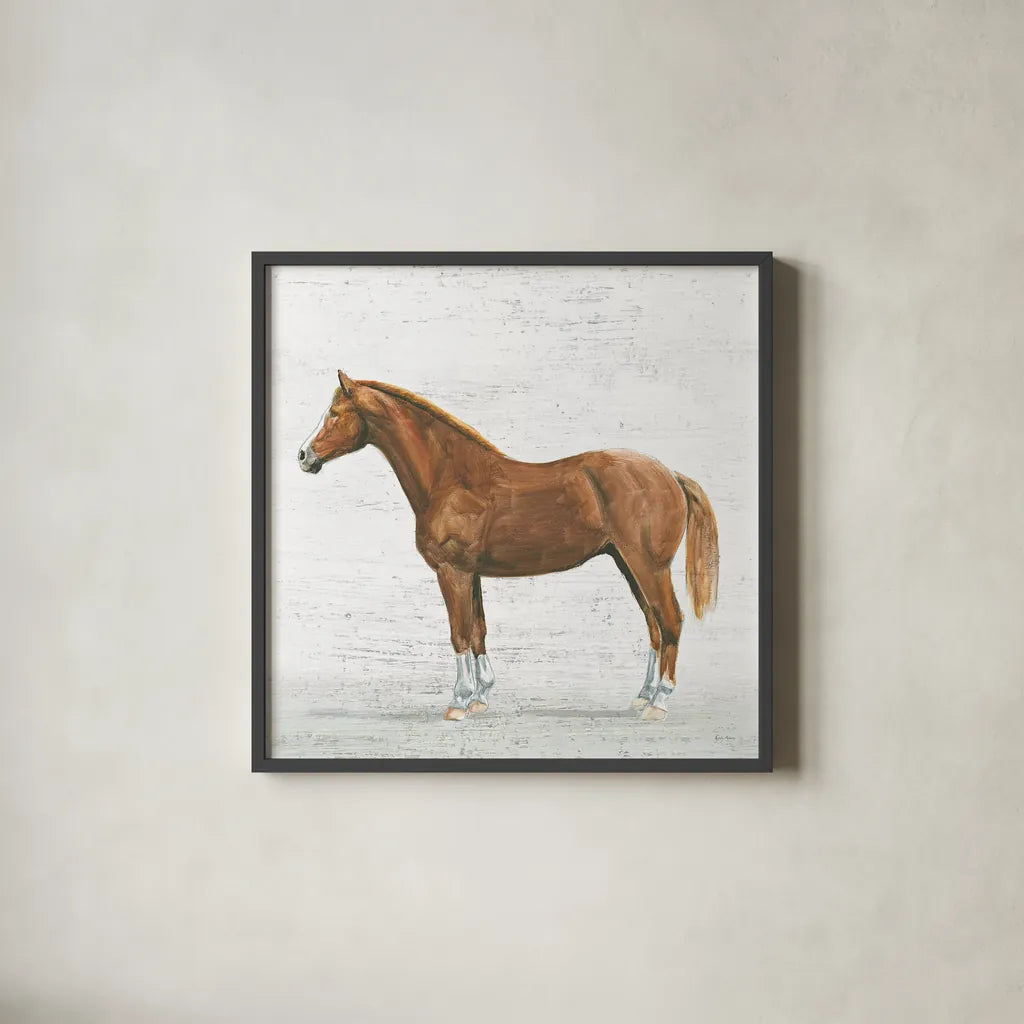 Natural Charm II Sq on Wood by Emily Adams. Shown in a sleek black glass frame for a contemporary gallery look. Available as an archival giclee rolled canvas, fine art paper, or poster print. SKU 31281a.