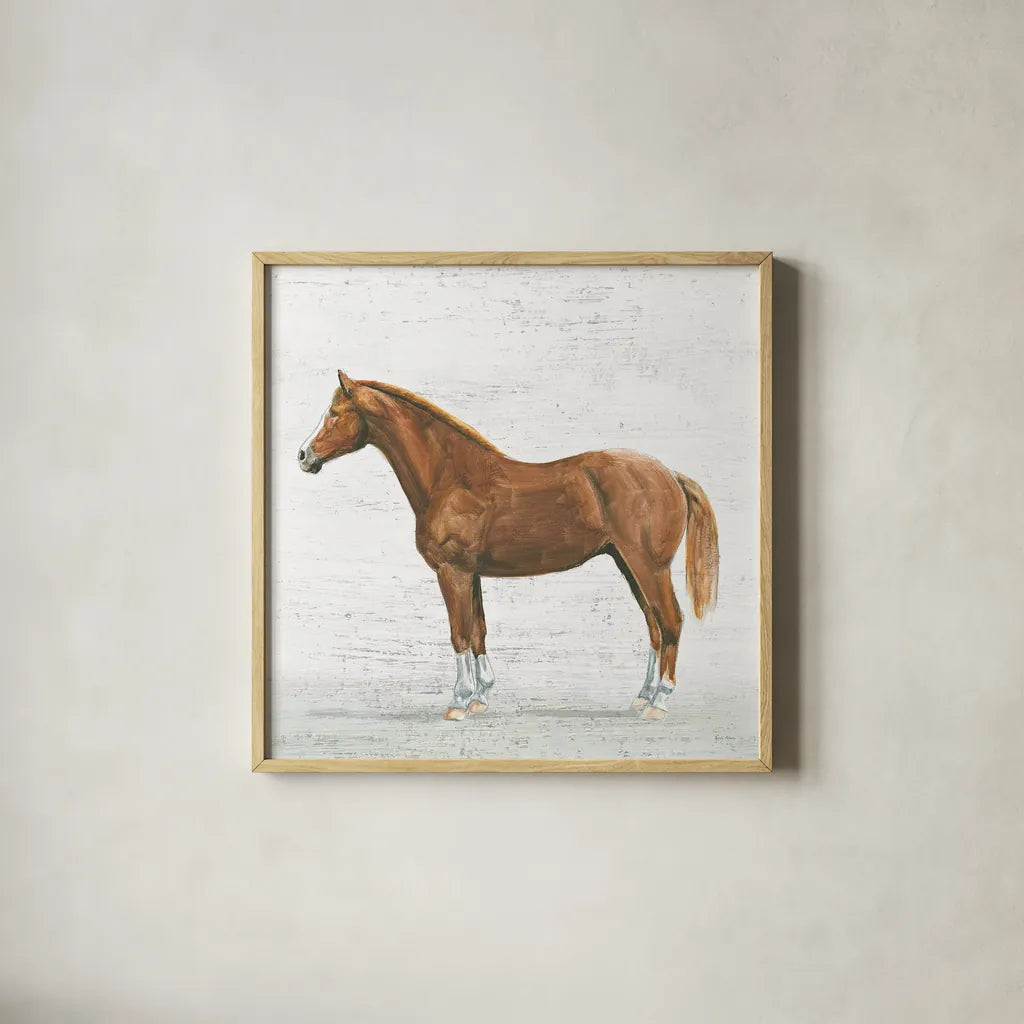 Natural Charm II Sq on Wood by Emily Adams. Shown in a natural wood glass frame for a timeless modern aesthetic. Available as an archival giclee rolled canvas, fine art paper, or poster print. SKU 31281a.