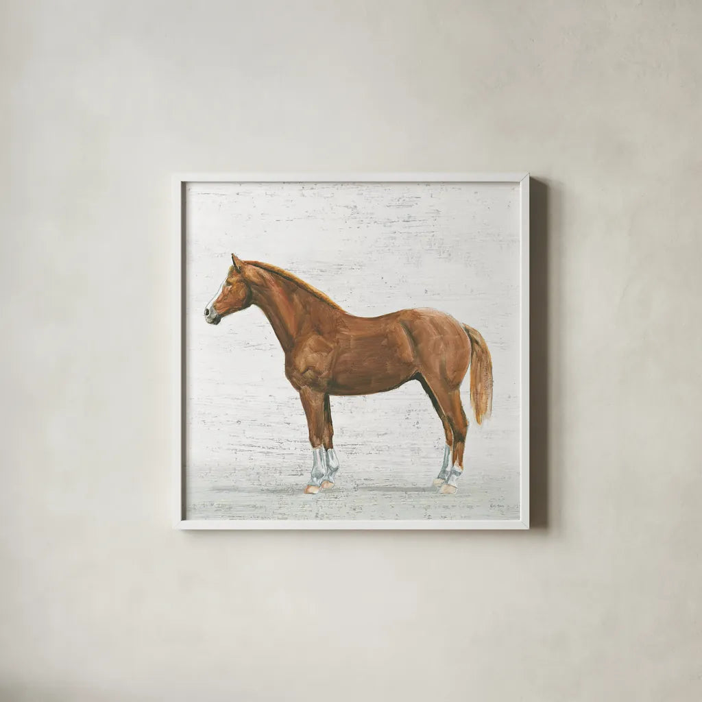Natural Charm II Sq on Wood by Emily Adams. Shown in a crisp white glass frame for a clean and minimalist style. Available as an archival giclee rolled canvas, fine art paper, or poster print. SKU 31281a.