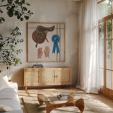 Natural Charm VI by Emily Adams. Shown in a natural wood frame in a cozy modern living room. Available as an archival giclee rolled canvas, fine art paper, or poster print. SKU 48937a.