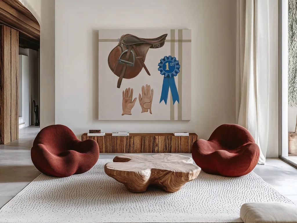 Natural Charm VI by Emily Adams. Shown as extra-large giant wall art in a modern living room. Available as an archival giclee rolled canvas, fine art paper, or poster print. SKU 48937a.