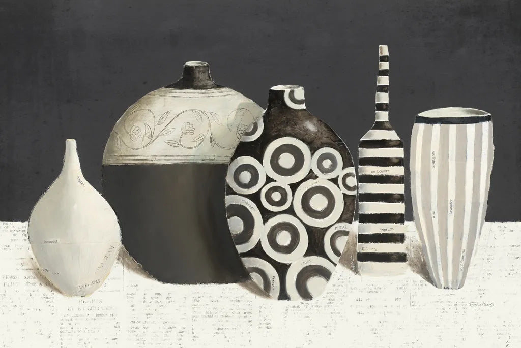 Objet d Art Charcoal by Emily Adams. SKU 44133i. Archival Giclee Fine art print for wall decor.