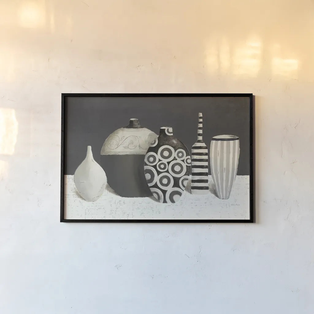 Objet d Art Charcoal by Emily Adams. shown as a paper print in a black flame. Available as a archival giclee rolled canvas, fine art paper, or poster print. SKU 44133i.