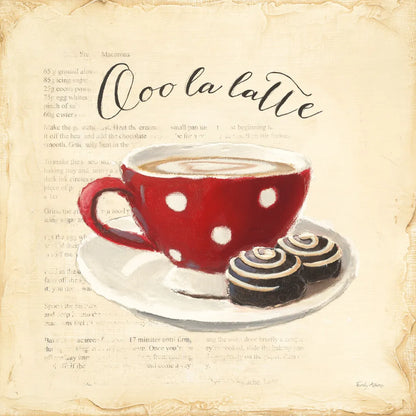 Ooo La Latte by Emily Adams. SKU 19055a. Archival Giclee Fine art print for wall decor.