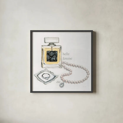 Parfum I v2 by Emily Adams. Shown in a sleek black glass frame for a contemporary gallery look. Available as an archival giclee rolled canvas, fine art paper, or poster print. SKU 35245a.