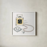 Parfum I v2 by Emily Adams. Shown in a crisp white glass frame for a clean and minimalist style. Available as an archival giclee rolled canvas, fine art paper, or poster print. SKU 35245a.