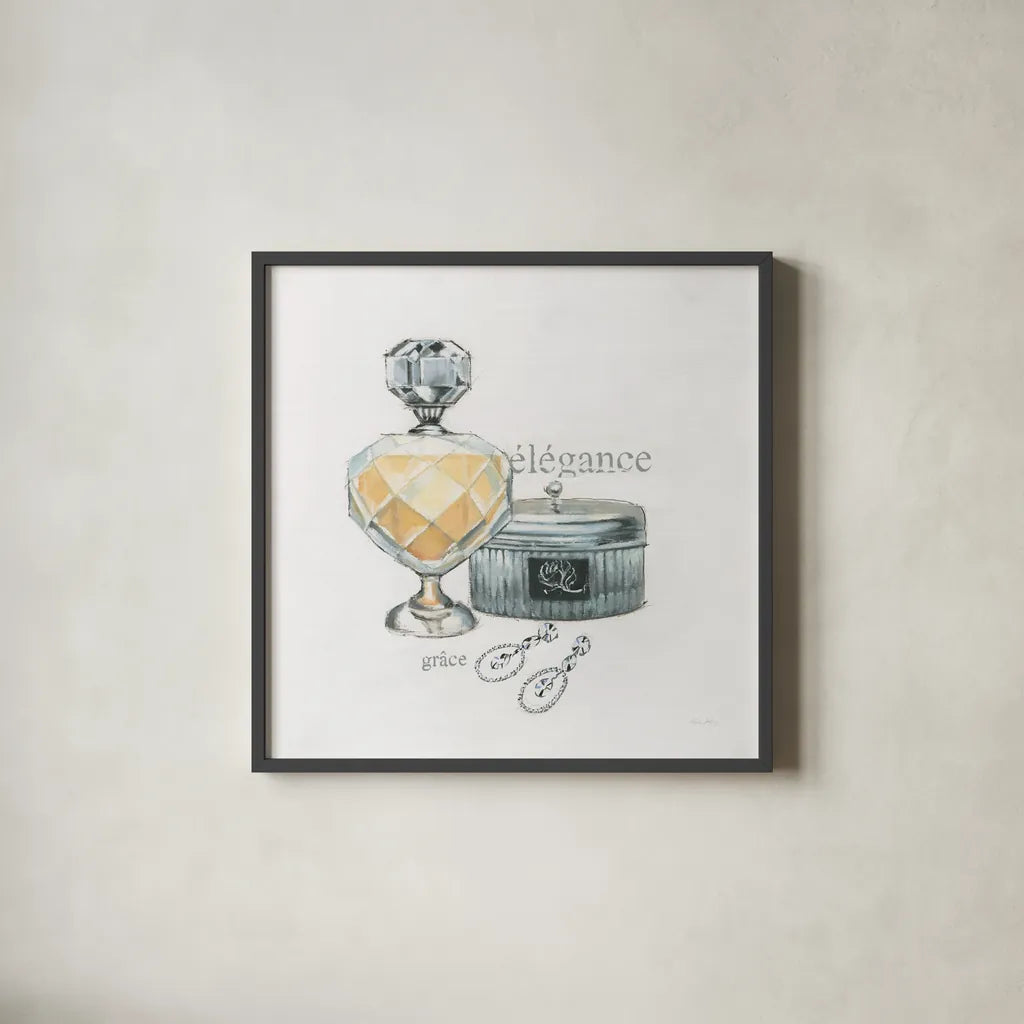 Parfum II v2 by Emily Adams. Shown in a sleek black glass frame for a contemporary gallery look. Available as an archival giclee rolled canvas, fine art paper, or poster print. SKU 35246a.