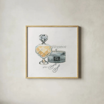 Parfum II v2 by Emily Adams. Shown in a natural wood glass frame for a timeless modern aesthetic. Available as an archival giclee rolled canvas, fine art paper, or poster print. SKU 35246a.