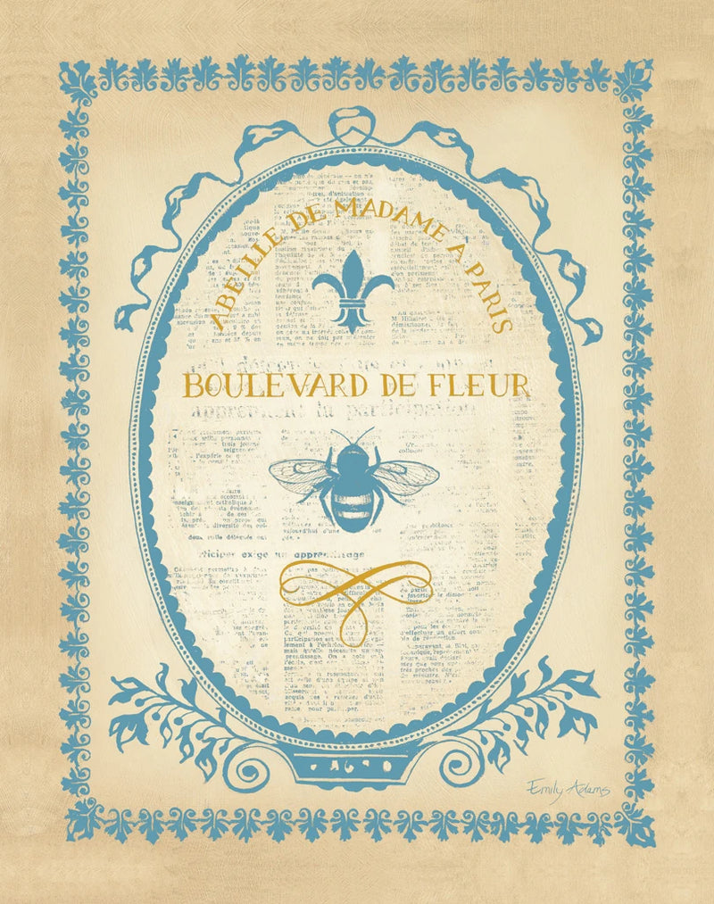 Paris Bees II Blue by Emily Adams