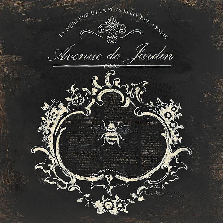 Paris Bees III Black by Emily Adams. SKU 34797a. Archival Giclee Fine art print for wall decor.