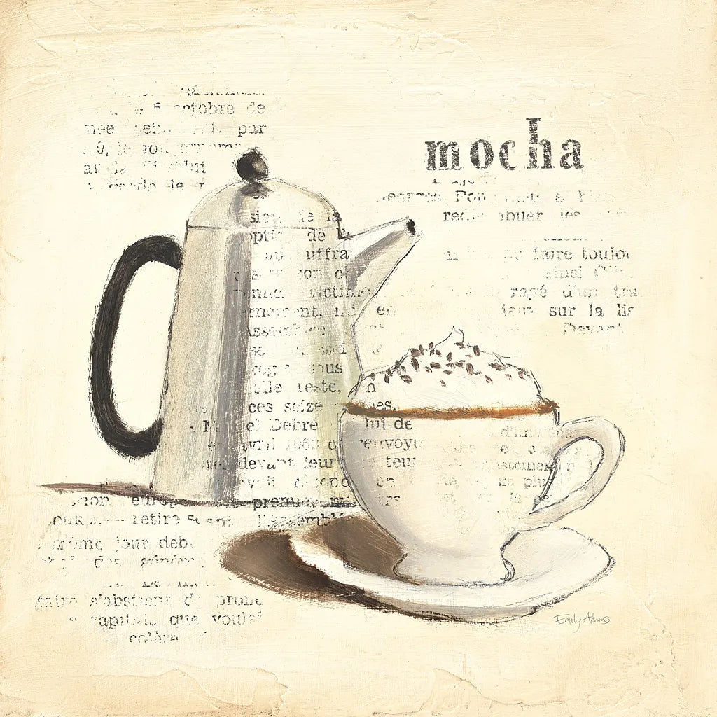 Parisian Coffee I by Emily Adams. SKU 11255a. Archival Giclee Fine art print for wall decor.