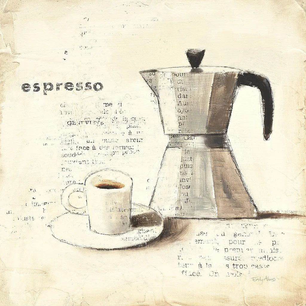 Parisian Coffee II by Emily Adams. SKU 11256a. Archival Giclee Fine art print for wall decor.