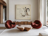 Parisian Coffee II by Emily Adams. Shown as extra-large giant wall art in a modern living room. Available as an archival giclee rolled canvas, fine art paper, or poster print. SKU 11256a.