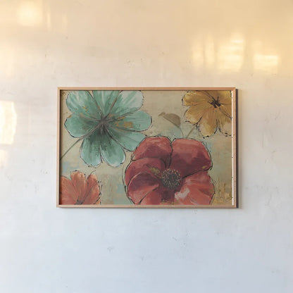 Rainbow I by Emily Adams. shown as a paper print in a natural frame. Available as a archival giclee rolled canvas, fine art paper, or poster print. SKU 12243i.