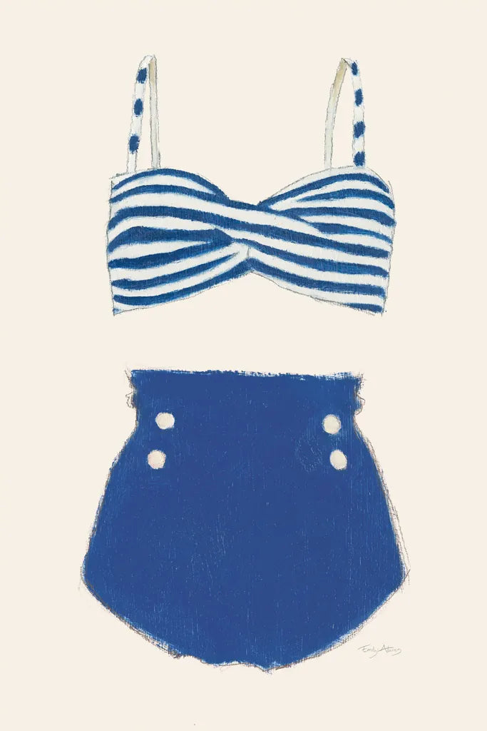 Retro Swimwear II by Emily Adams. SKU 69132h. Archival Giclee Fine art print for wall decor.