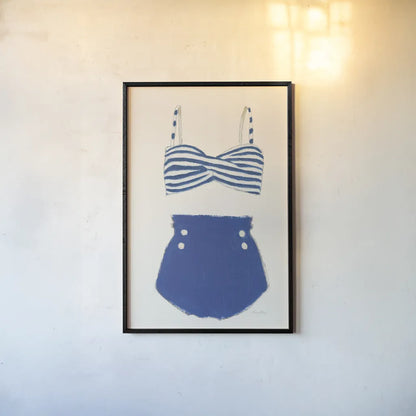 Retro Swimwear II by Emily Adams. shown as a paper print in a black flame. Available as a archival giclee rolled canvas, fine art paper, or poster print. SKU 69132h.