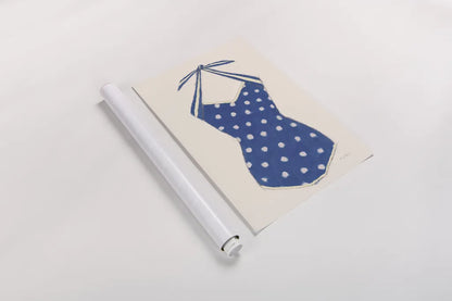 Retro Swimwear II Navy by Emily Adams. shown as a rolled paper print. Available as archival giclee rolled canvas, fine art paper, or poster print. SKU 69131h.