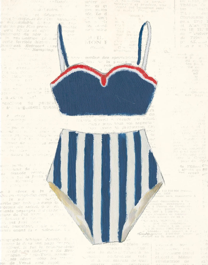 Retro Swimwear III Newsprint by Emily Adams
