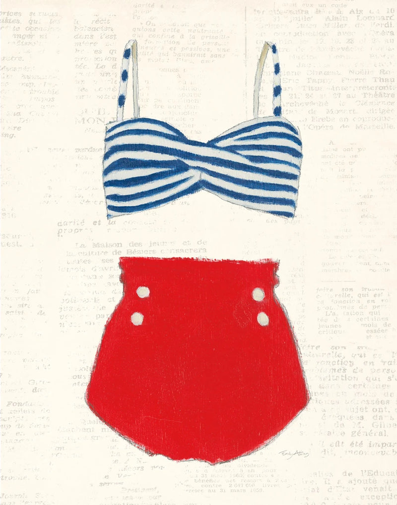 Retro Swimwear IV Newsprint by Emily Adams