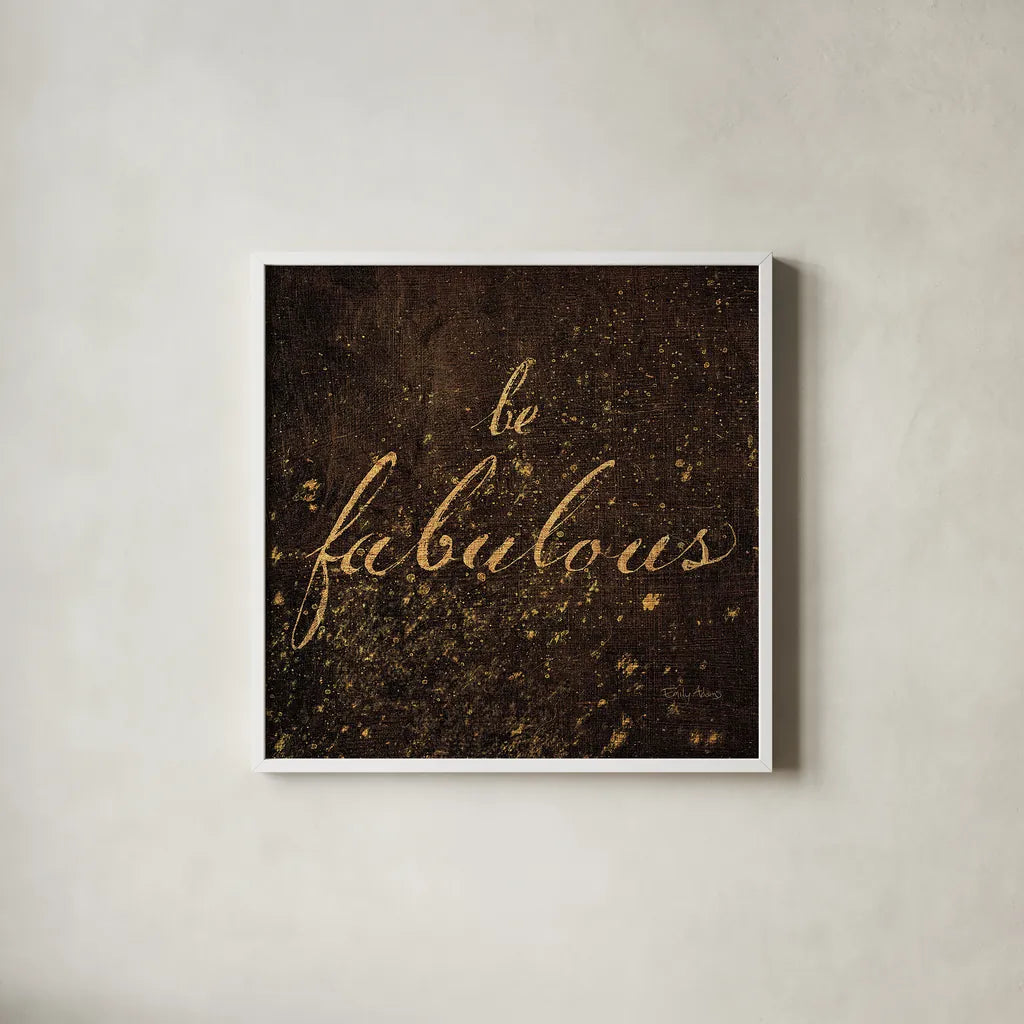 Shoe Fetish Quotes I Dark by Emily Adams. Shown in a crisp white glass frame for a clean and minimalist style. Available as an archival giclee rolled canvas, fine art paper, or poster print. SKU 17978a.