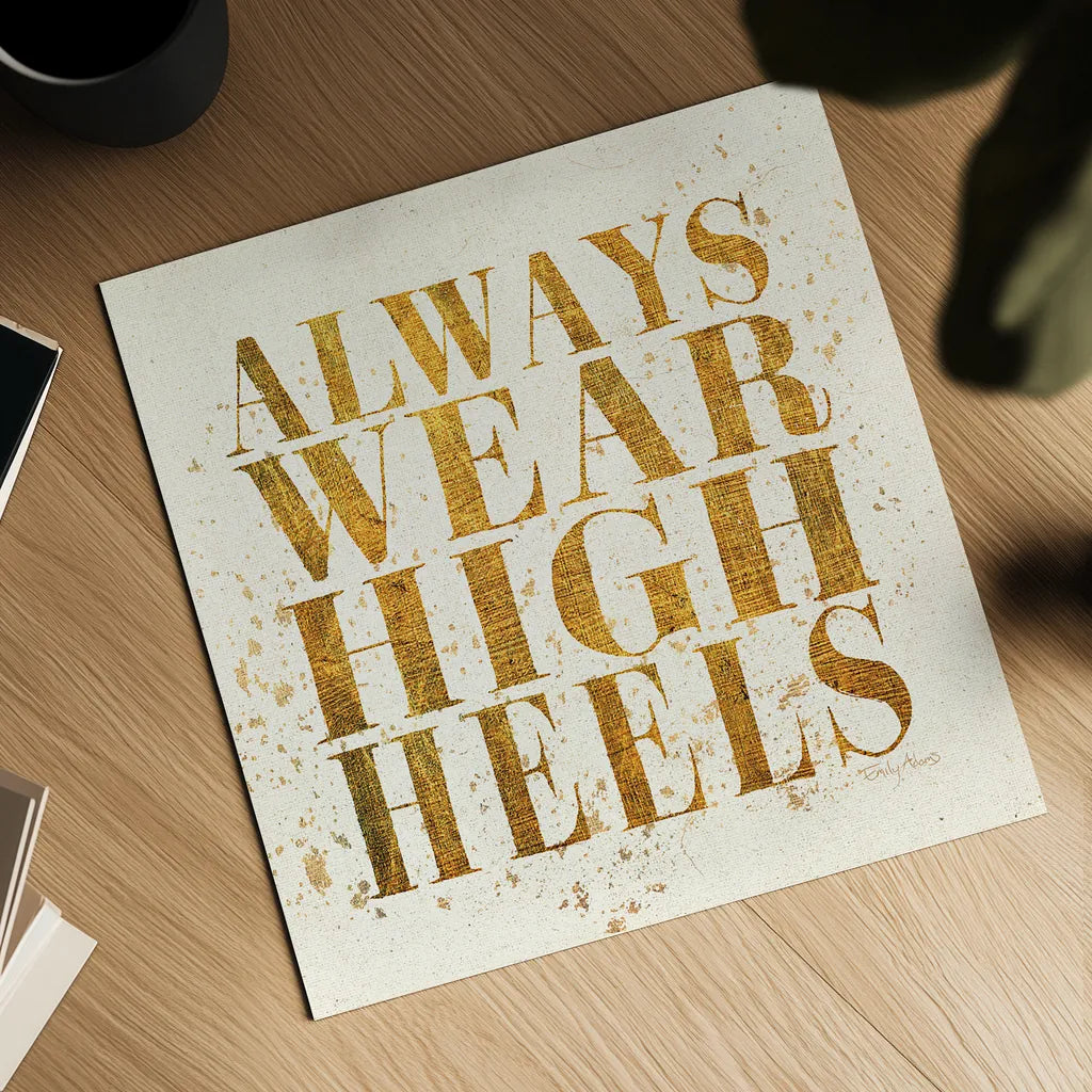 Shoe Fetish Quotes II Light by Emily Adams. Shown as a detailed flat fine art print, highlighting archival giclee quality. Available as an archival giclee rolled canvas, fine art paper, or poster print. SKU 20746a.